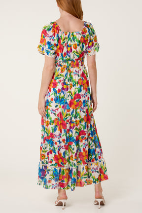 Bardot Metallic Detailed Floral Dress