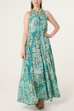 Halterneck Embellished Tiered Dress