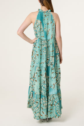 Halterneck Embellished Tiered Dress