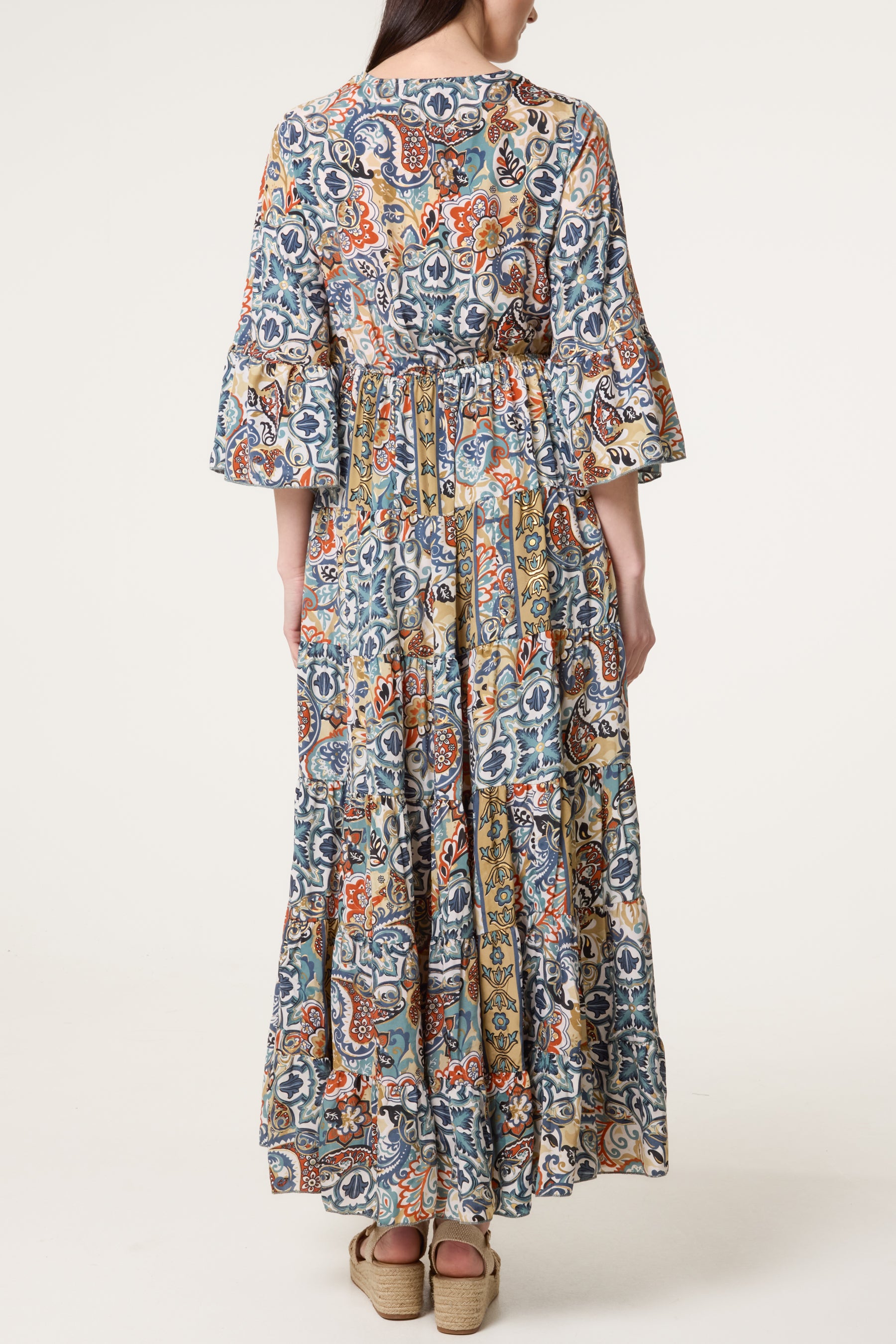 Art Silk Border Wrap Dress
