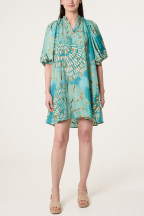 Embellished Puff Sleeve Tunic Dress