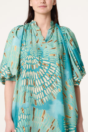 Embellished Puff Sleeve Tunic Dress