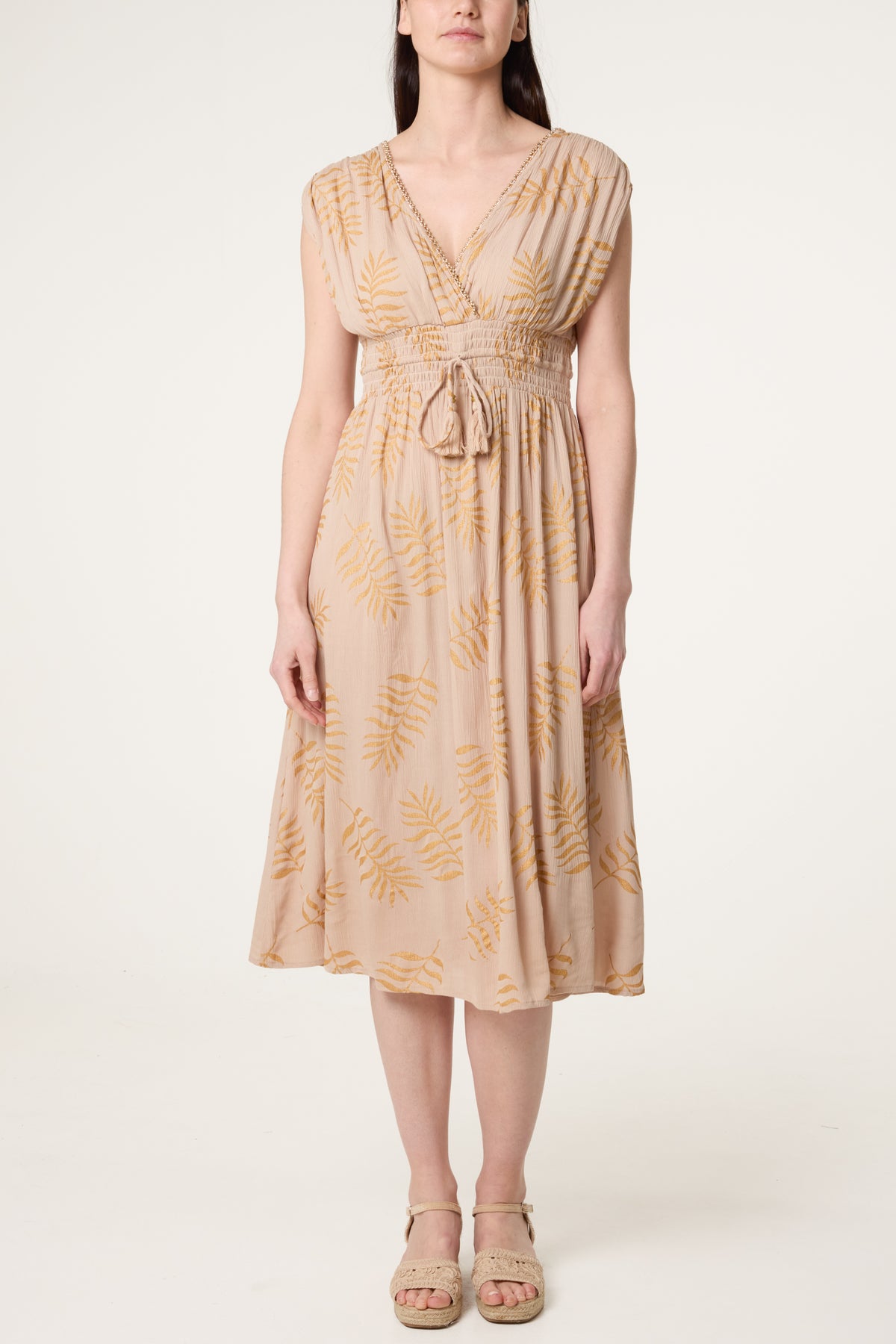 Wrap Front Beaded Dress