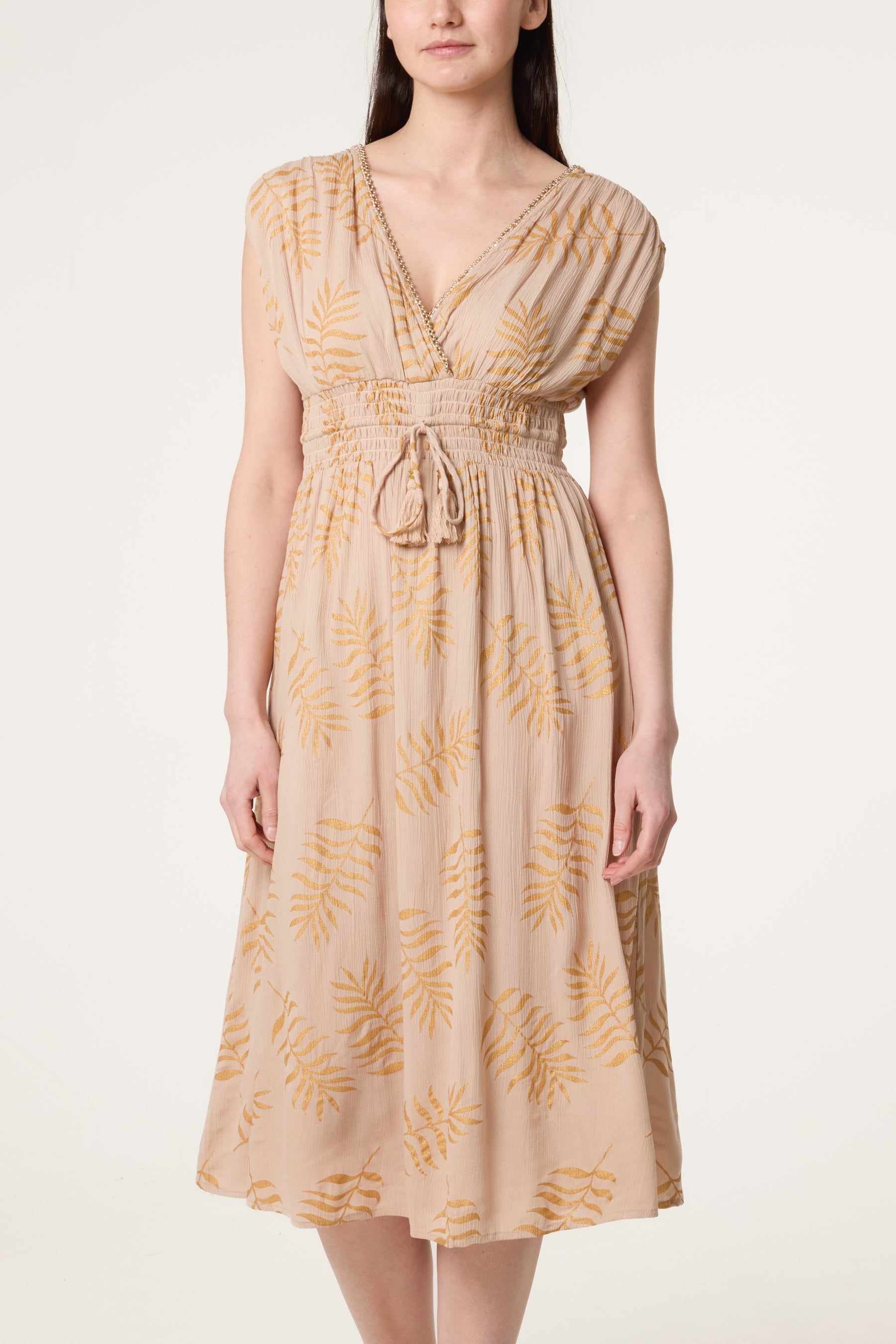 Wrap Front Beaded Dress