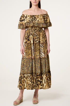 Off Shoulder Leopard Dress