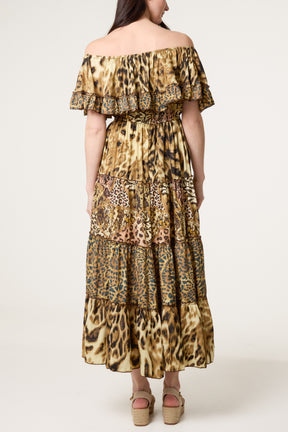 Off Shoulder Leopard Dress