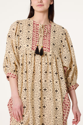 Abstract Tassel Tie Front Tunic
