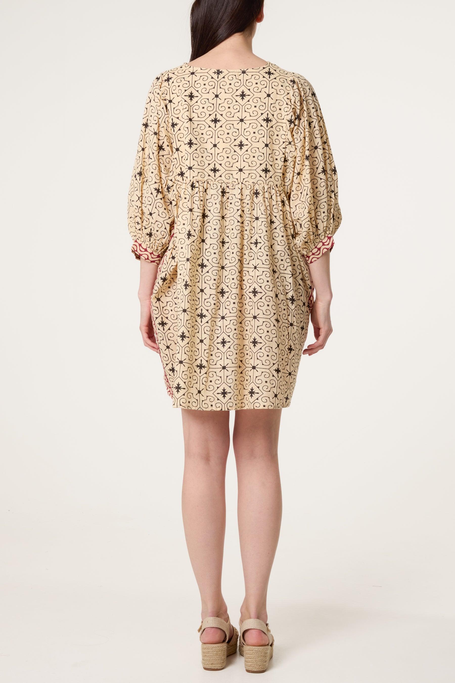 Abstract Tassel Tie Front Tunic