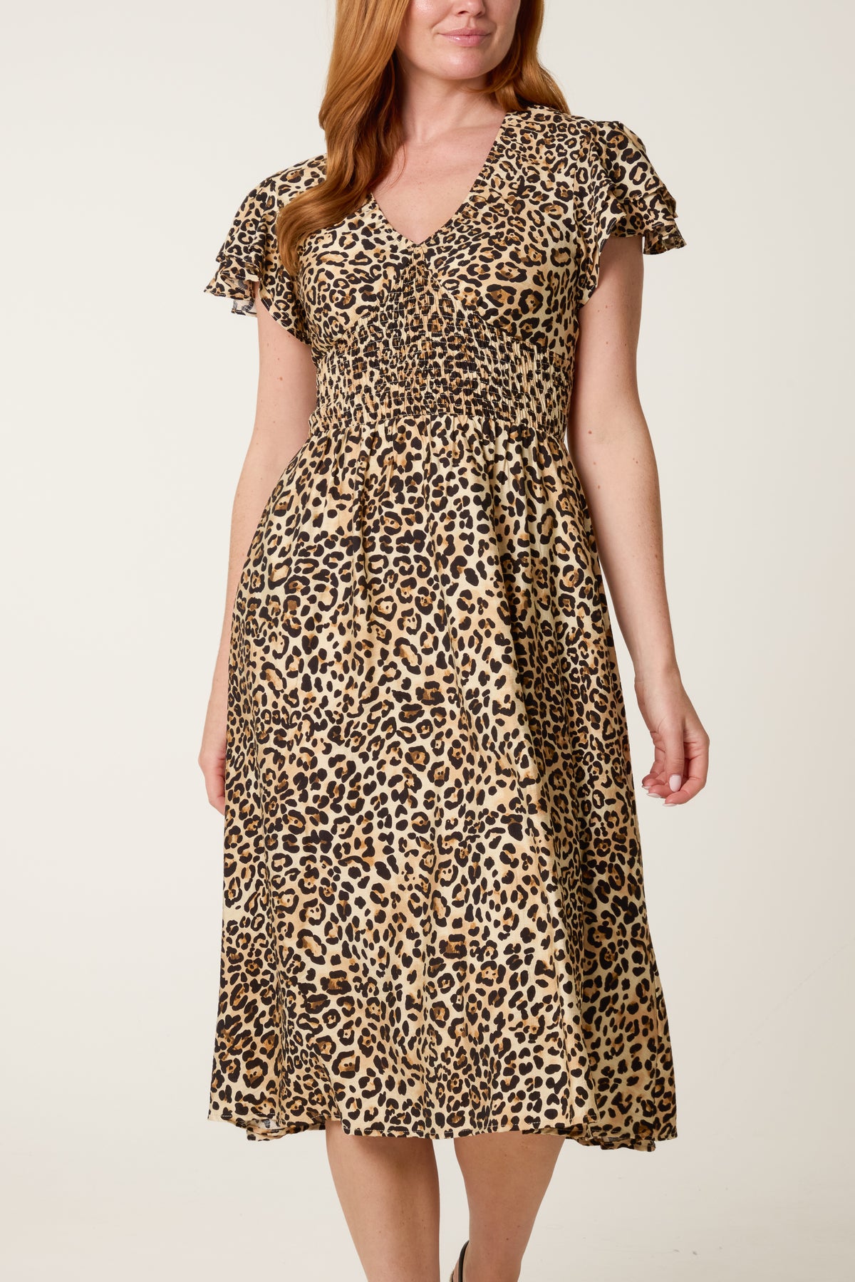 Animal Double Frill Stretch Crepe Dress