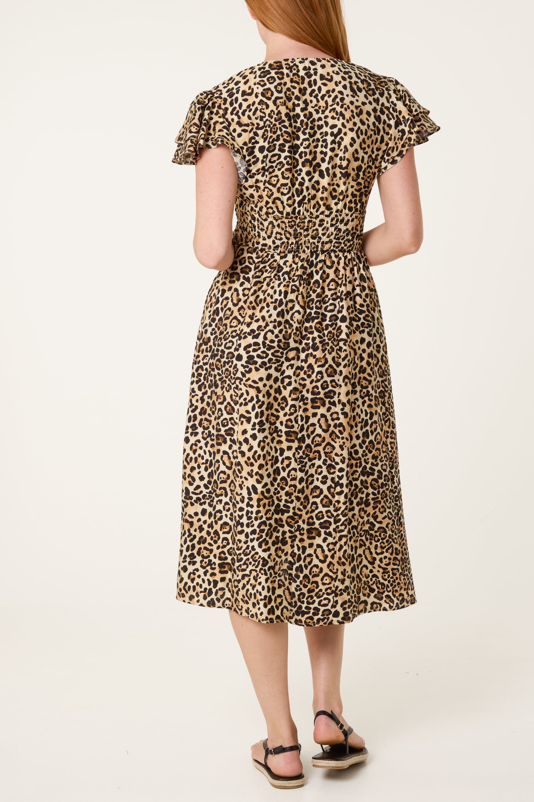Animal Double Frill Stretch Crepe Dress