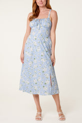 Milkmaid Side Split Dainty Floral Dress