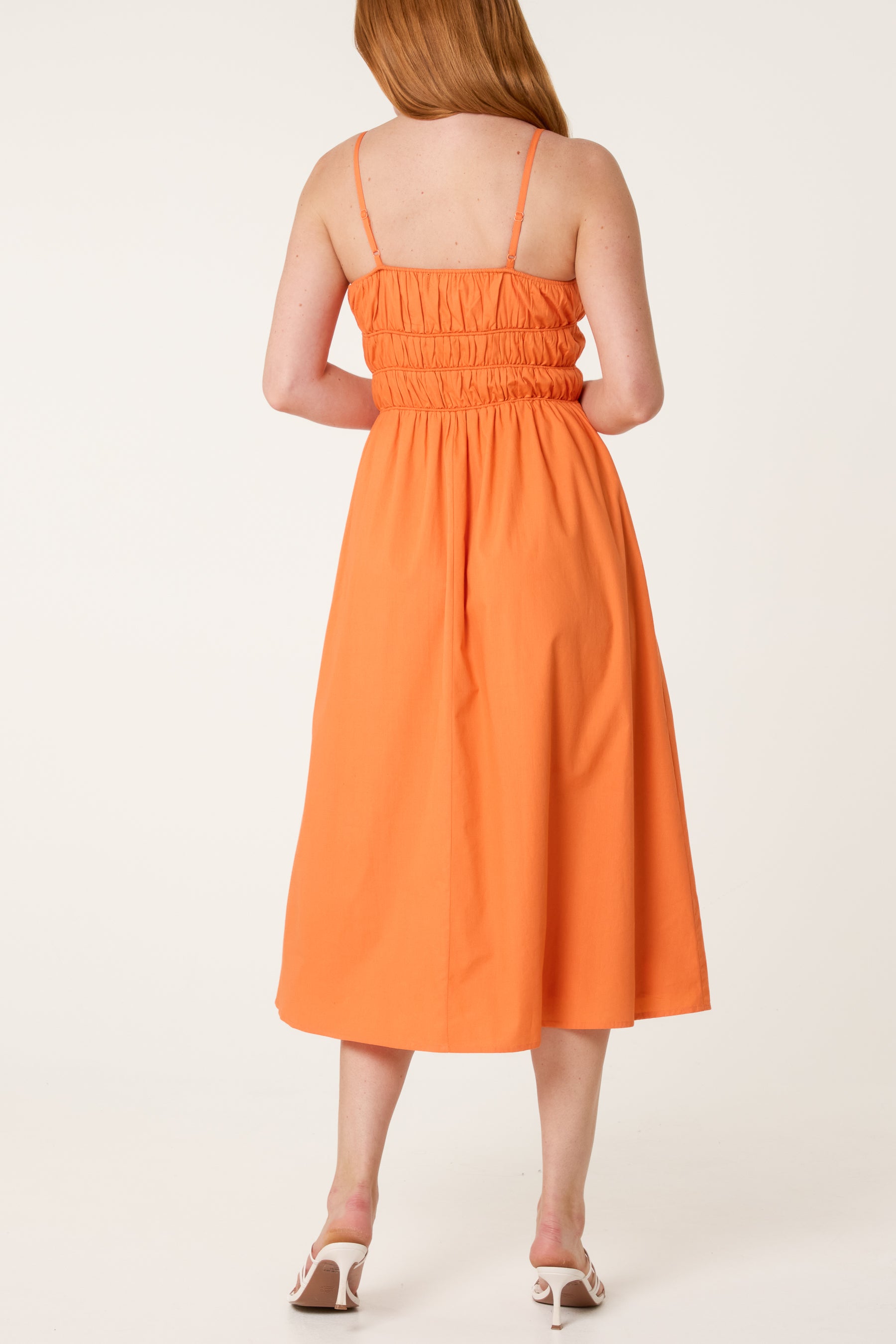 Ruched Strappy Midi Dress