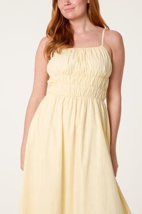 Ruched Strappy Midi Dress