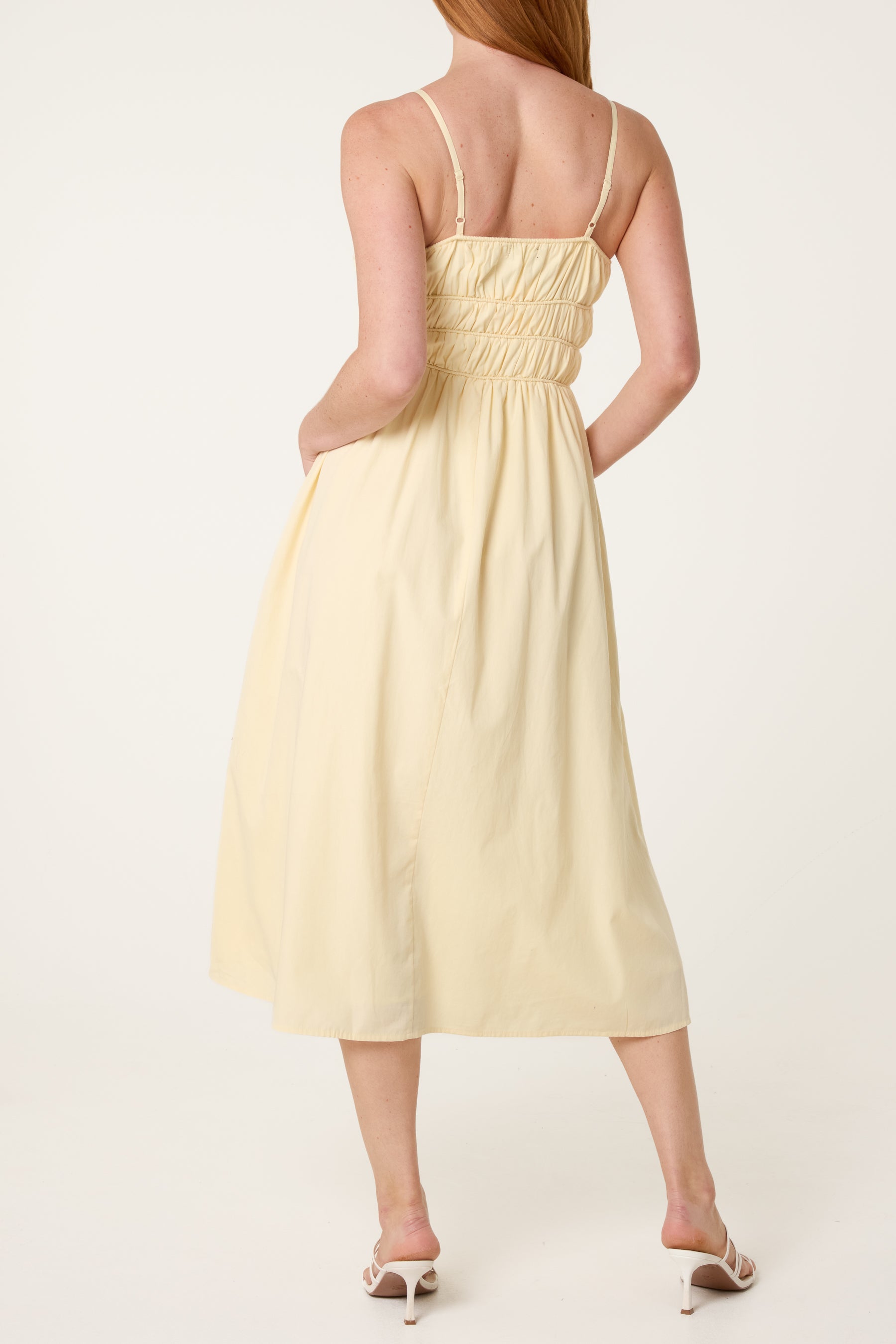 Ruched Strappy Midi Dress
