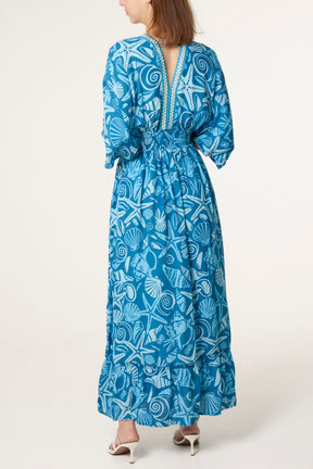 Embellished V Front Midi Dress