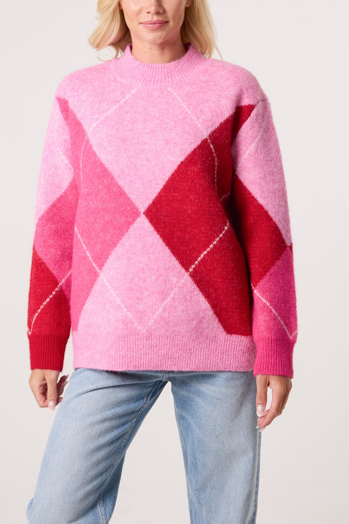 Colourful Argyle Knit Jumper