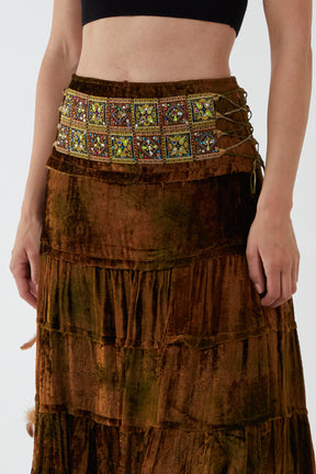 Velvet-Feel Tired Boho Skirt