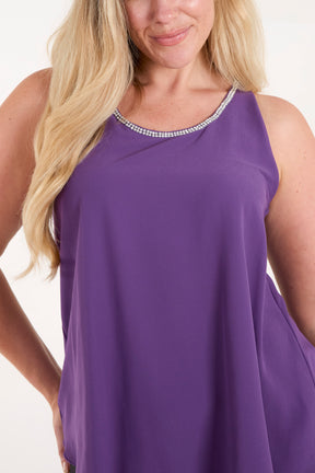 Embellished Neck Sleeveless Top