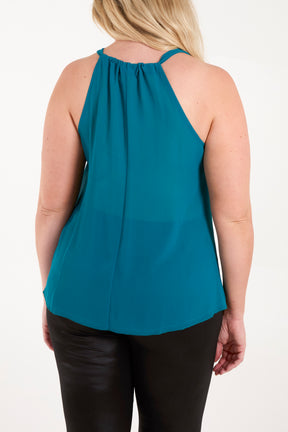 Embellished Neck Sleeveless Top