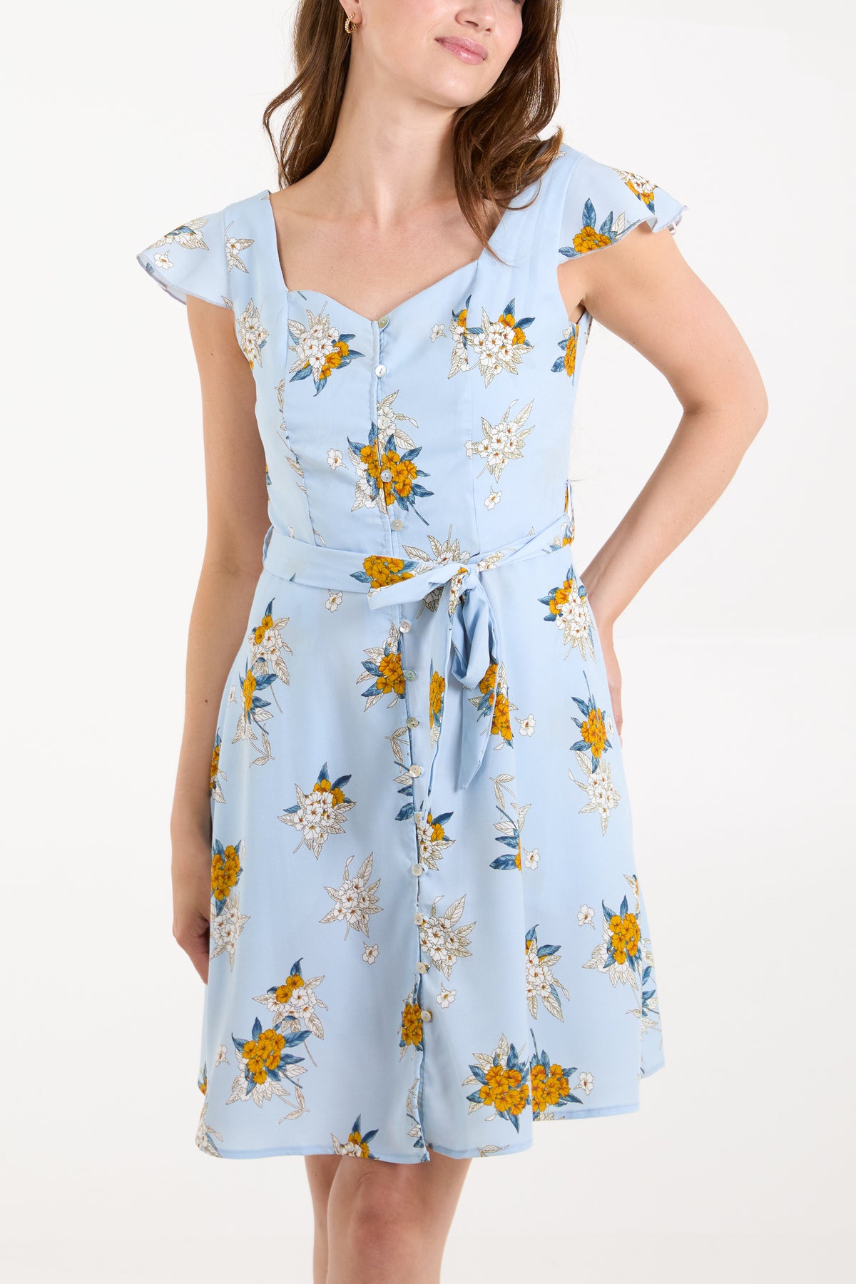 Floral Print Button Through Tea Dress