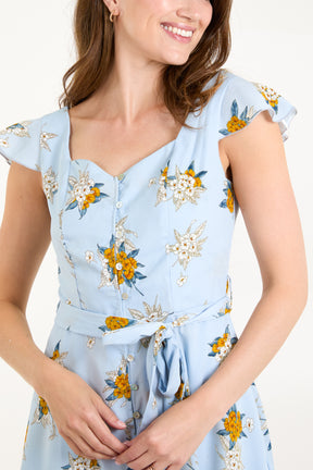 Floral Print Button Through Tea Dress