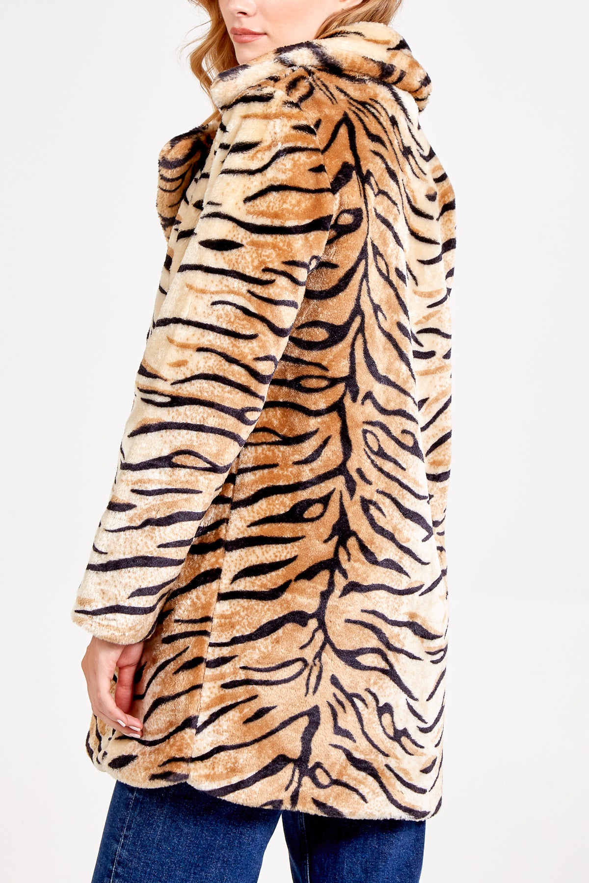 Tiger Print Faux Fur Coat