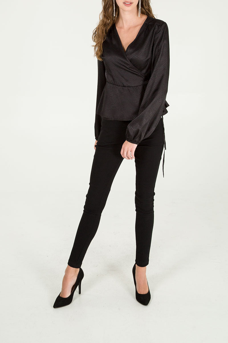 Wrap Front Peplum Top
