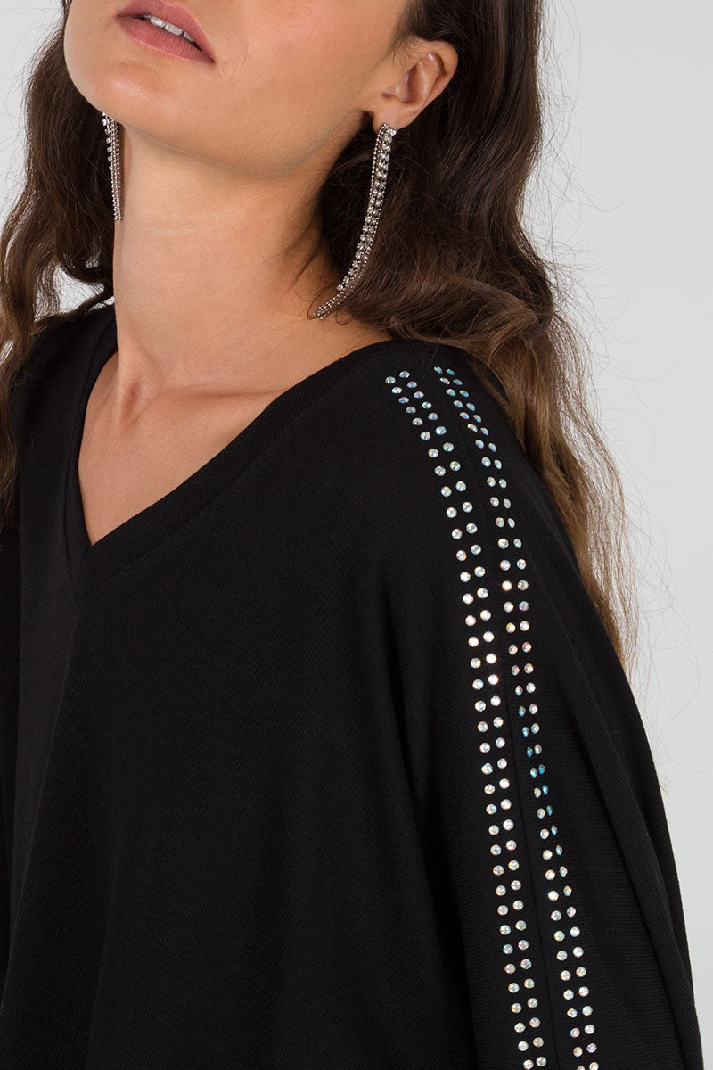 Diamante Sleeve Oversized Top