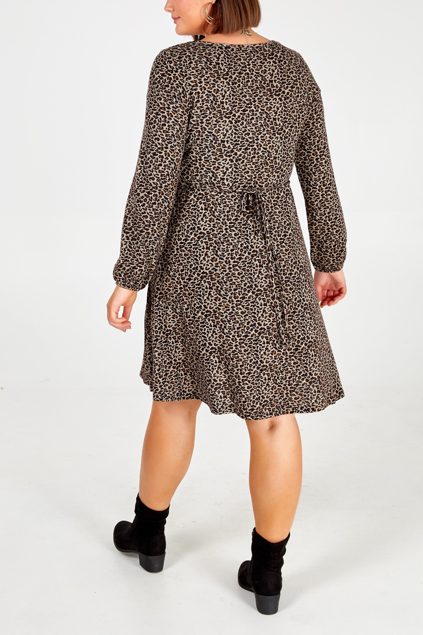 Curve Square Neck Leopard Dress