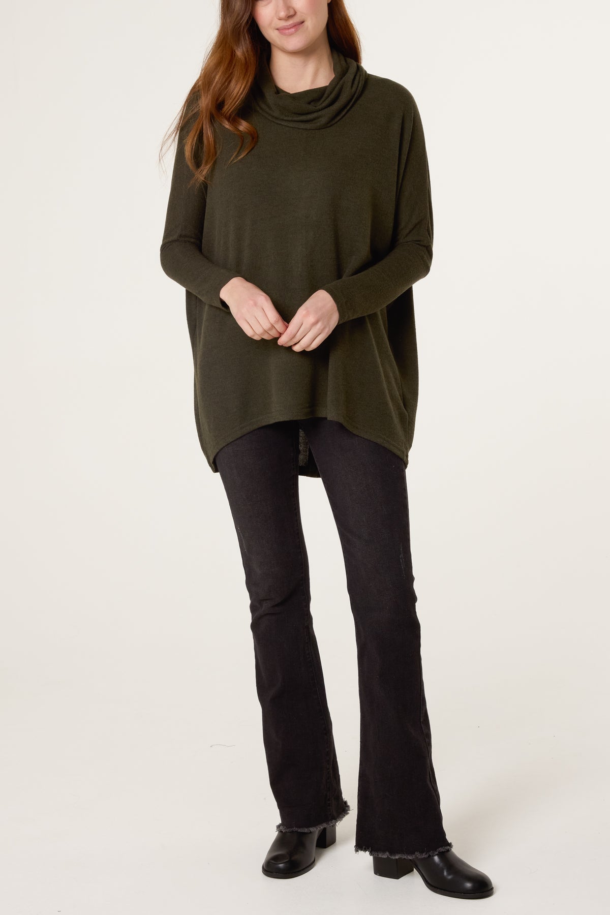 Cowl Neck High Neck Tunic Top