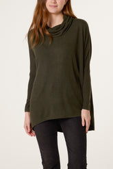 Cowl Neck High Neck Tunic Top