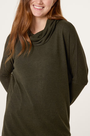 Cowl Neck High Neck Tunic Top