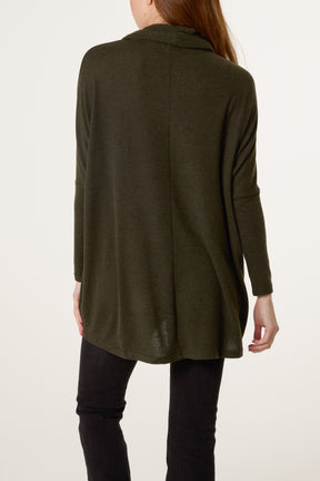 Cowl Neck High Neck Tunic Top
