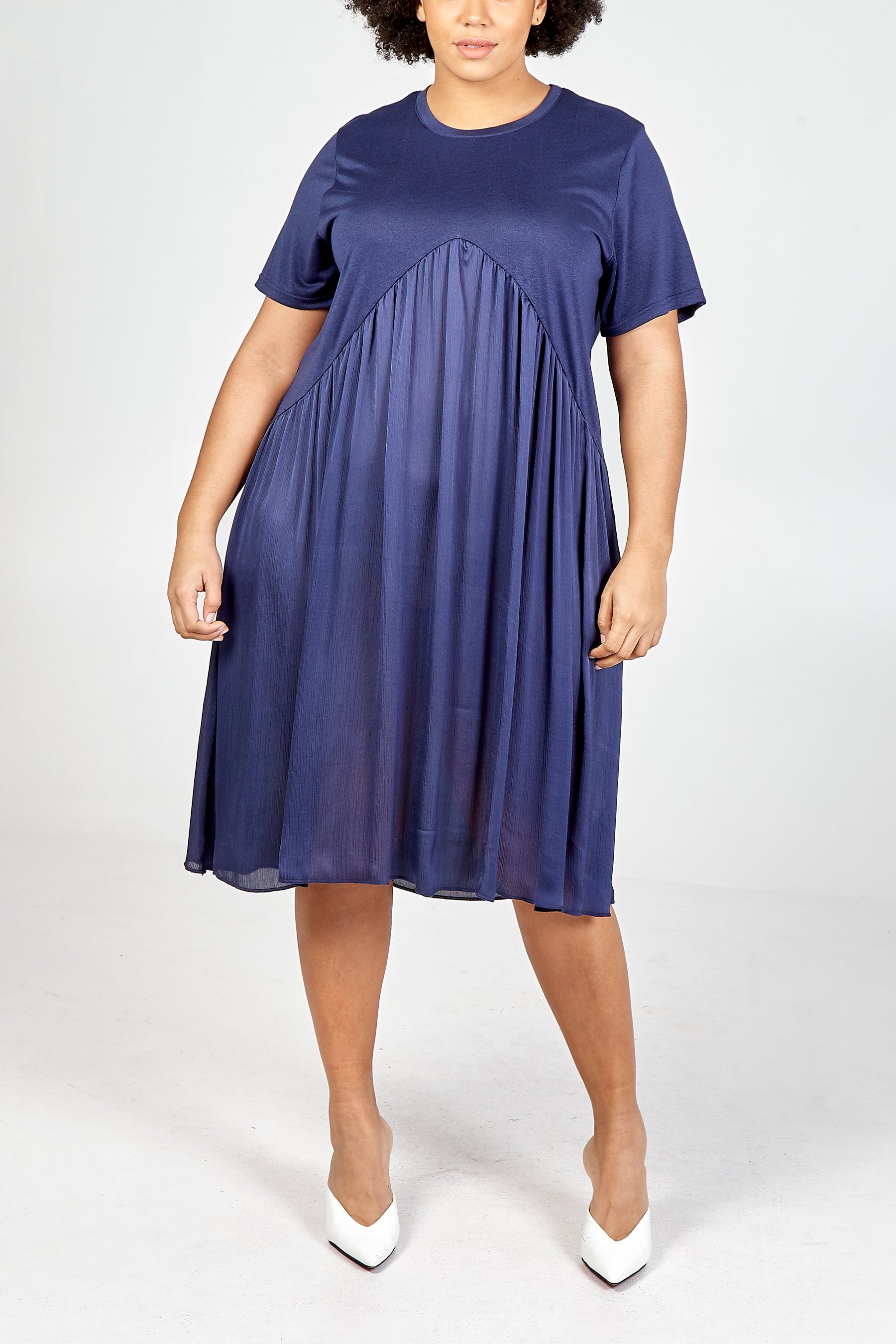 Curve Frill Point Midi Dress