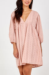 Pink Plunge Babydoll Mini Dress