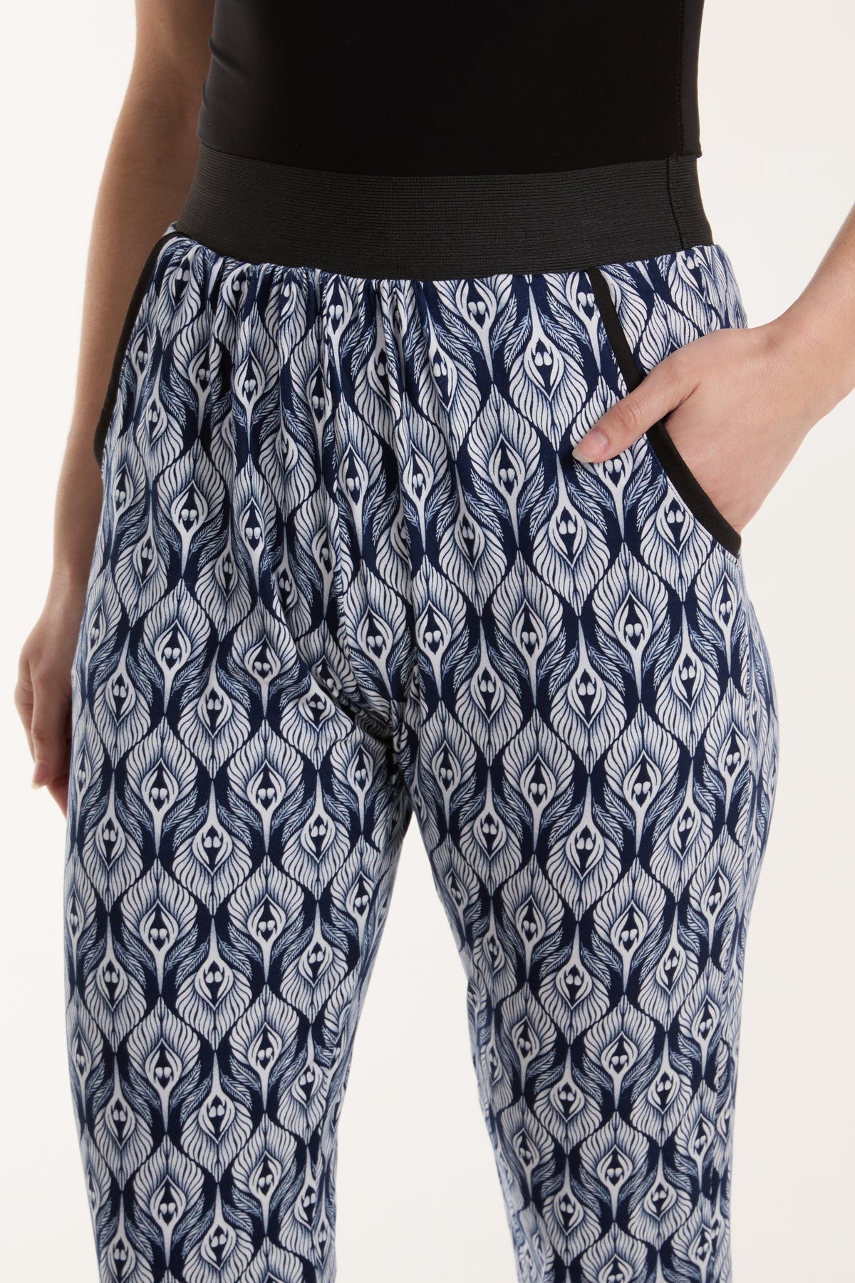 Peacock Feather Print Soft Touch Joggers
