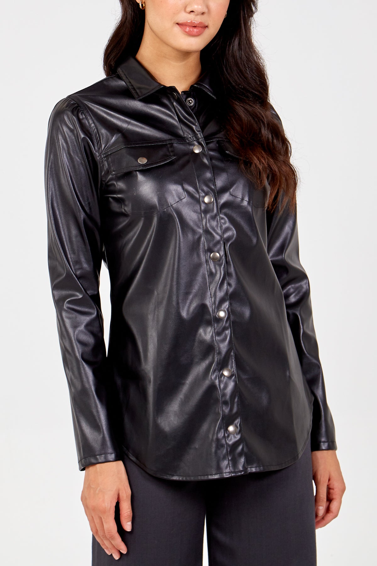 PU Long Sleeve Buttoned Shirt