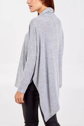 Double Asymmetric Cowl Neck Top