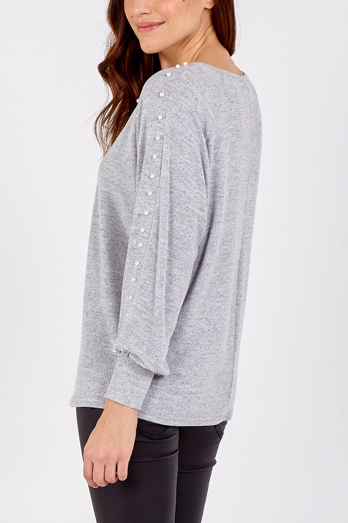 Pearl Embellished Round Neck Top