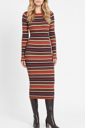 Striped Crew Neck Knit Dress