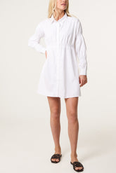 Shirred Waist Shirt Dress
