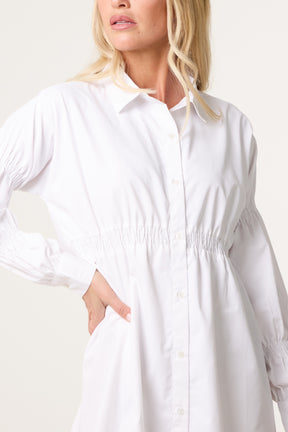 Shirred Waist Shirt Dress