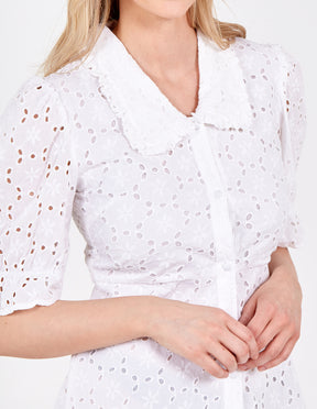 Puff Sleeve Broderie Anglaise Dress