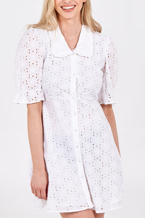 Puff Sleeve Broderie Anglaise Dress