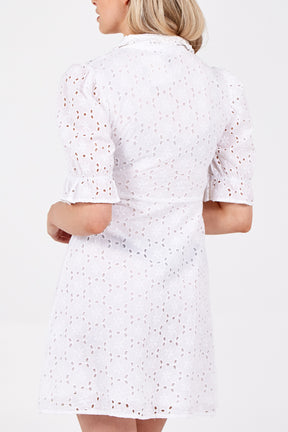 Puff Sleeve Broderie Anglaise Dress