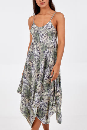 Leaf Print Hanky Hem Dress