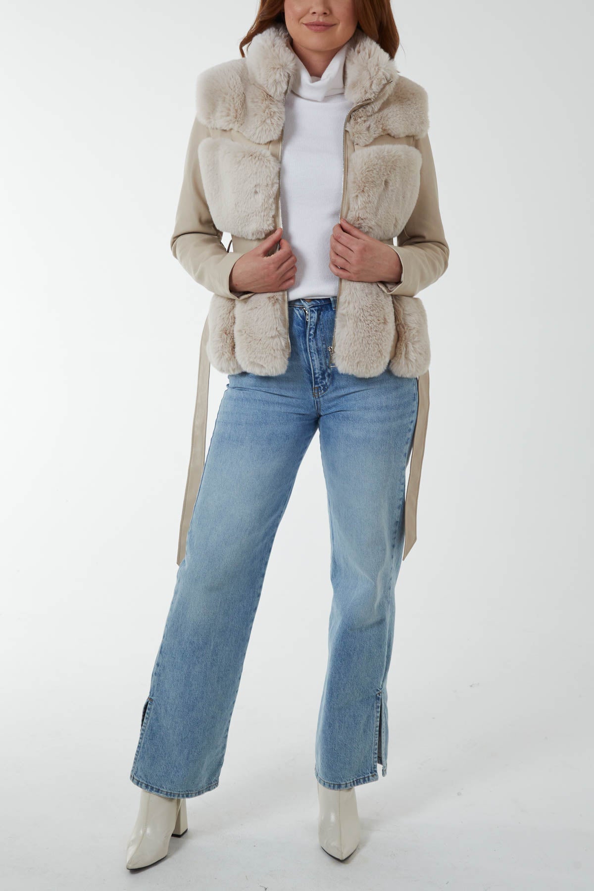 Luxury Faux Fur Panelled PU Jackets