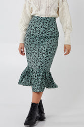 Floral Print Gathered Tiered Midi Skirt