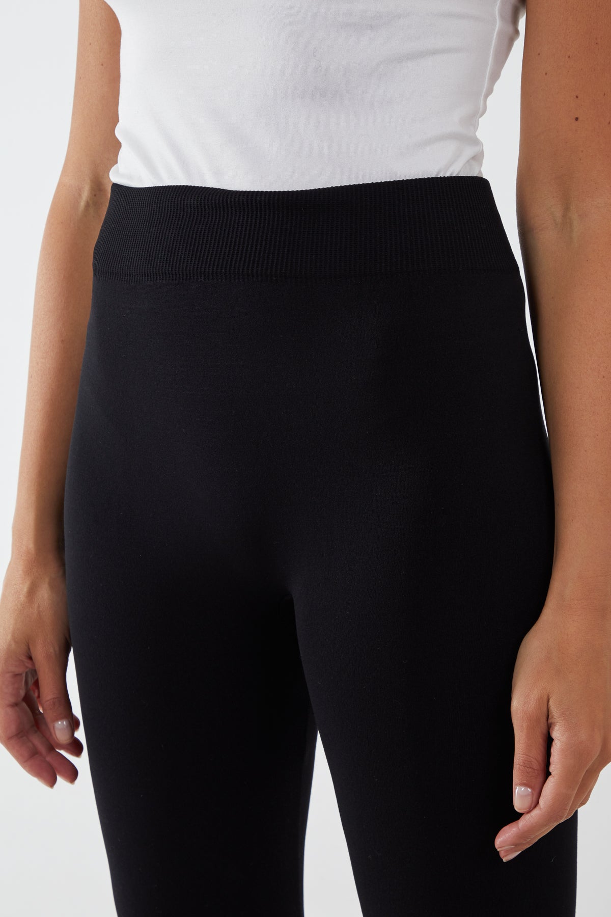 Ribbed Waistband Fleece Lined Legging