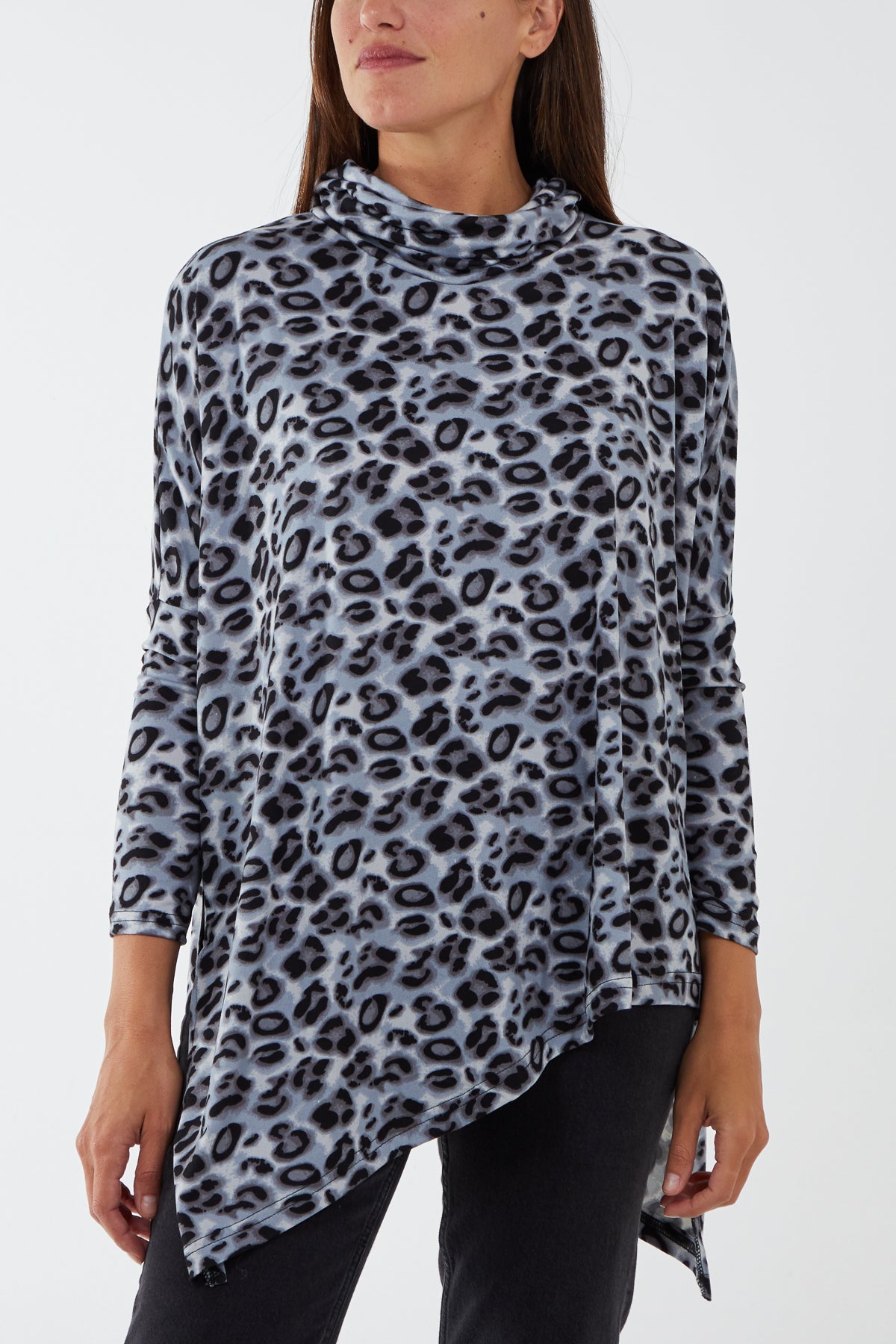 Animal High Neck Asymmetric Top